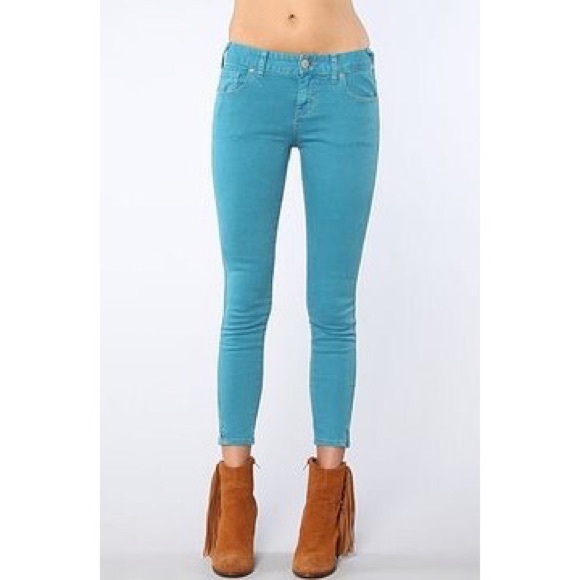 Free People Denim - [Free People] Stormer Blue Skinny Ankle Slit Jeans